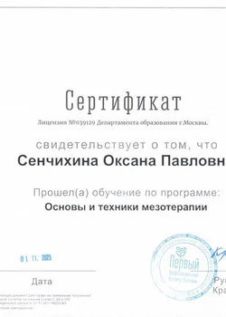 2023 г. Основы и техники мезотерапии. Москва